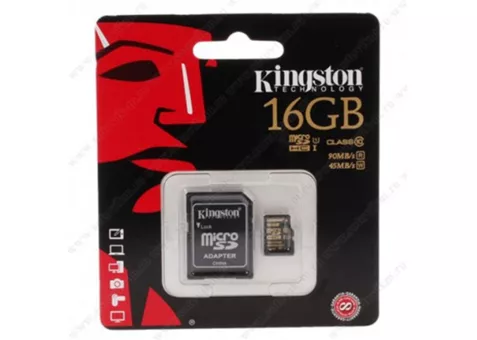 Фото: Kingston 16GB microSDHC UHS-I R90/W45MB/s + SD адаптер