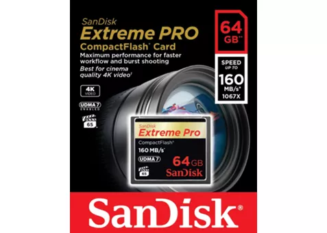 Фото: SanDisk CF 64 Gb Extreme Pro (160 Mb/s/150 Mb/s) SDCFXPS-064G-A46