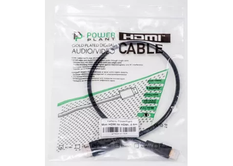 Фото: Power Plant Відео кабель mini HDMI to HDMI, 0,5m, 1.3V